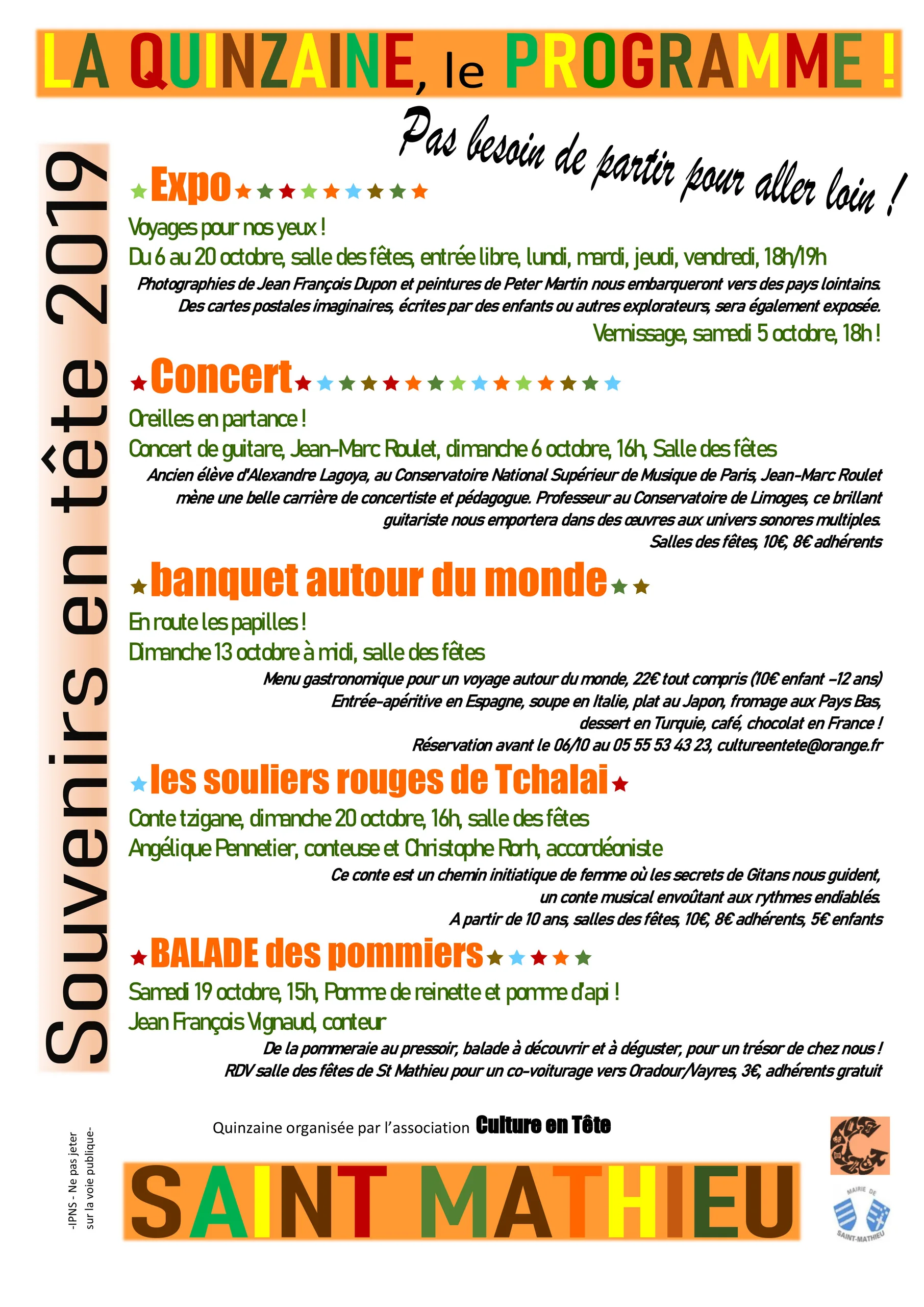 Affiche de la Quinzaine d'Octobre 2019