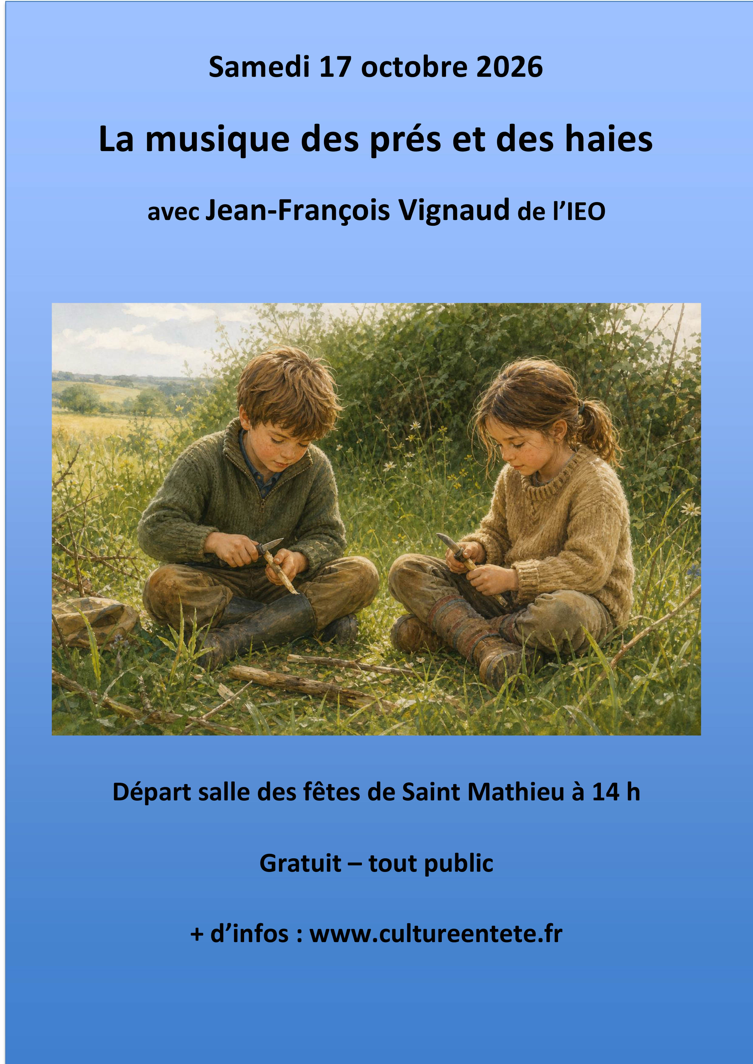 Affiche La musique des prés et des haies — Samedi 17 octobre 2026, à 14 h