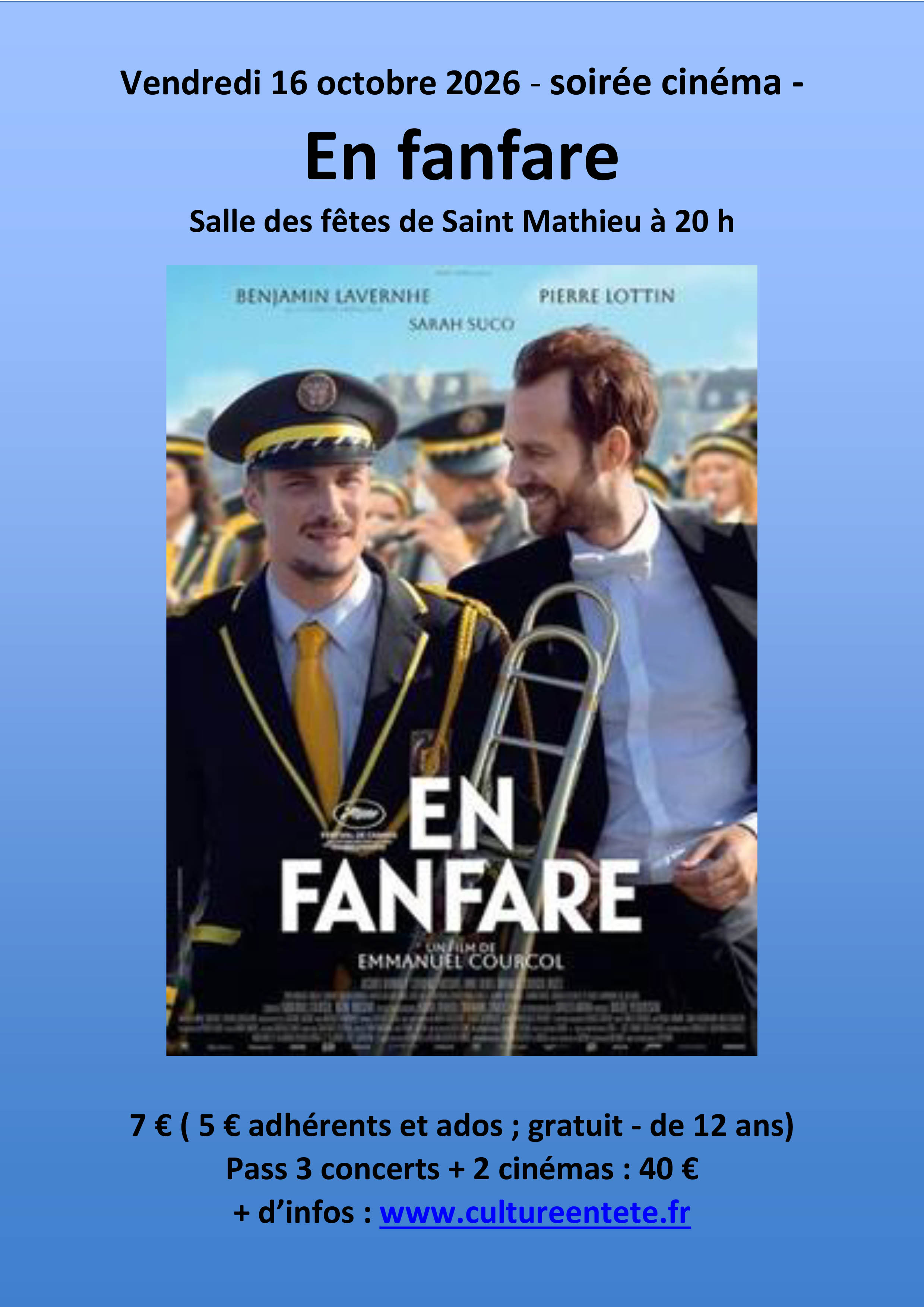 Affiche Cinéma — En fanfare — Vendredi 16 octobre 2026, à 20 h