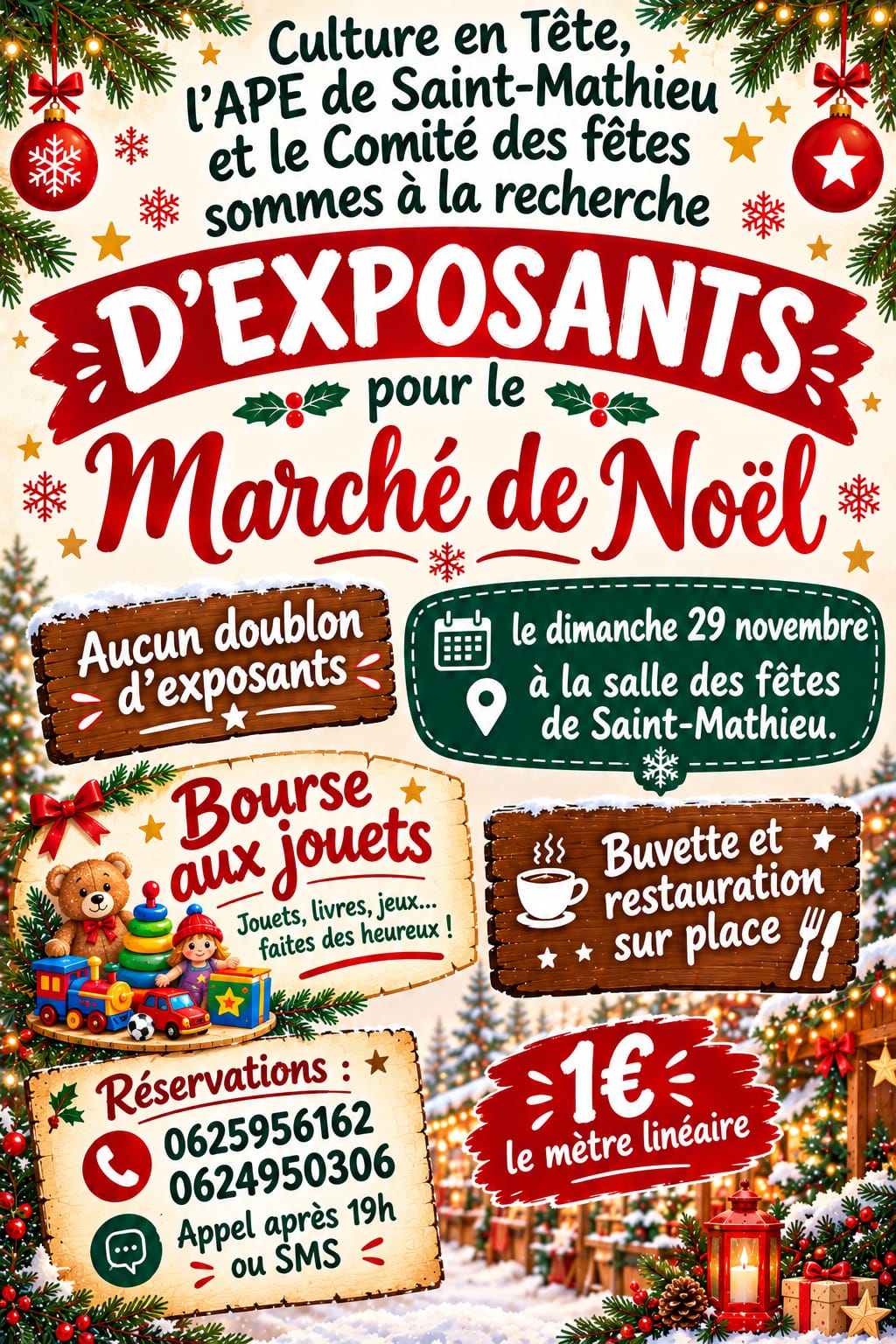 Appel aux exposants pour le marché de Noël du 29 novembre 2026 à Saint-Mathieu
