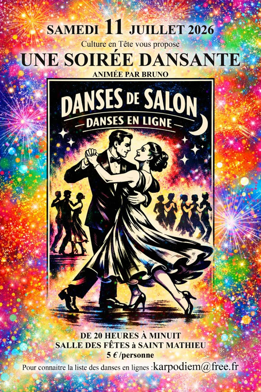 Affiche de la soirée dansante du samedi 11 juillet 2026